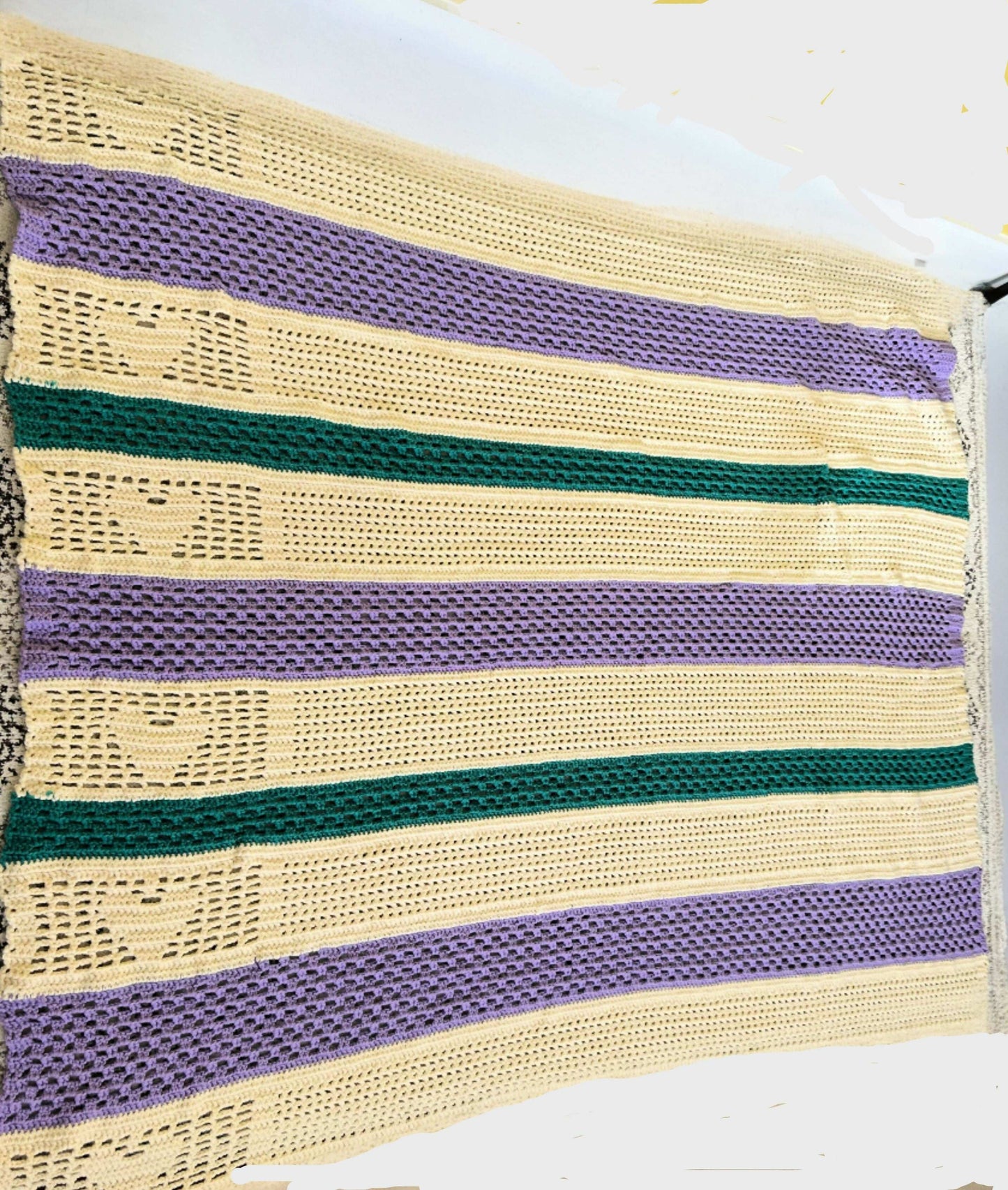 Teal lavendar cream blanket