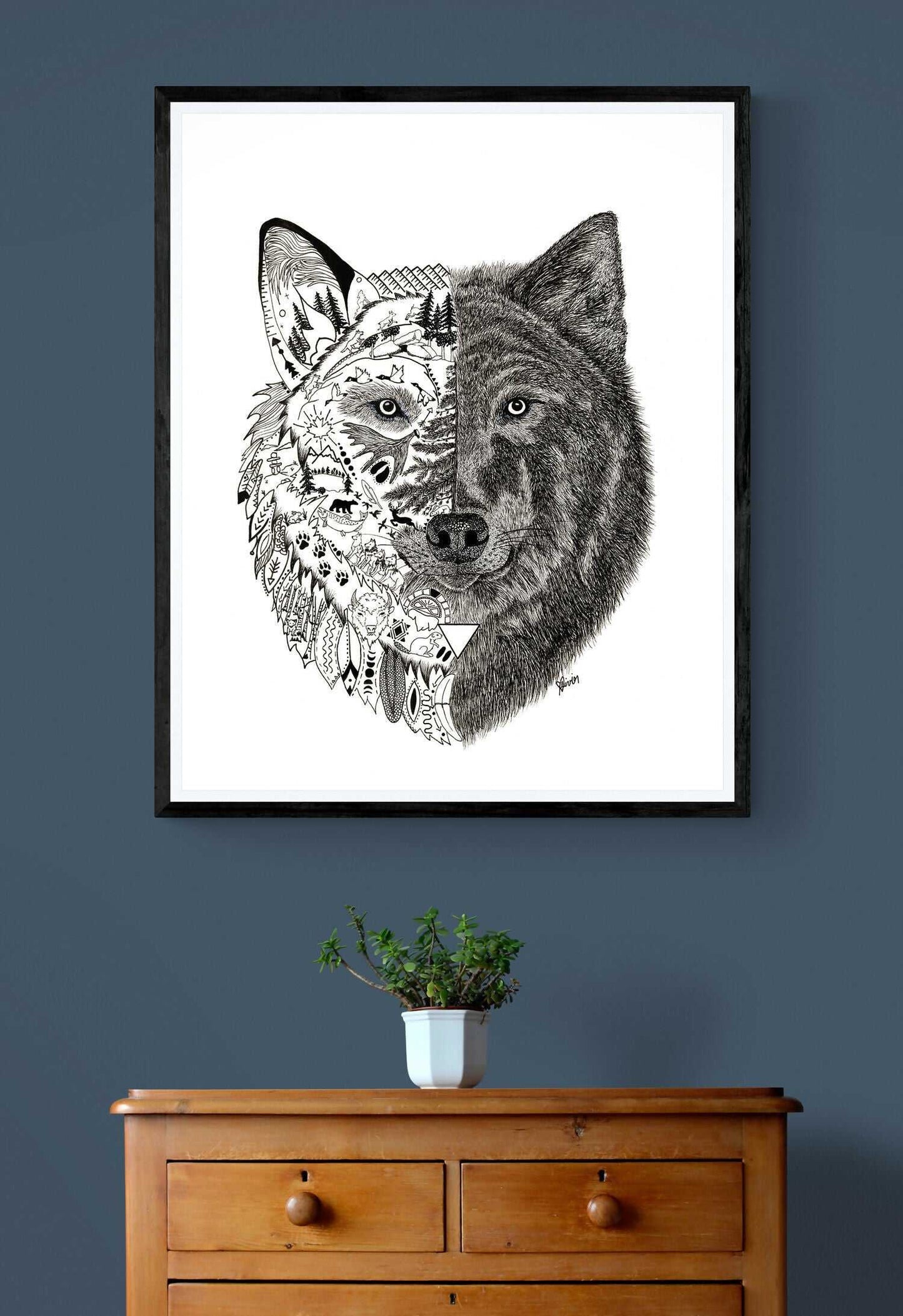 Soul print - Exquisite Wolf Art Depiction Print 8x10