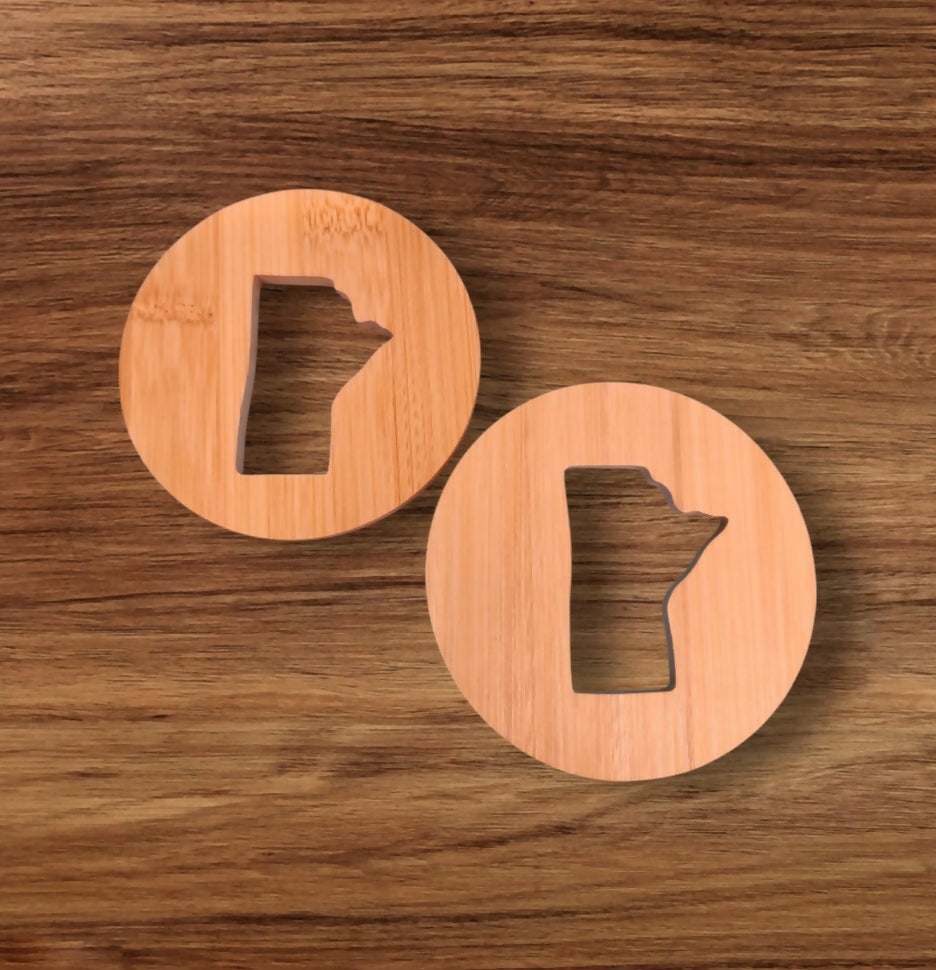 Bamboo coasters - Hand Cut, Perfect Home Addition, Set of 2