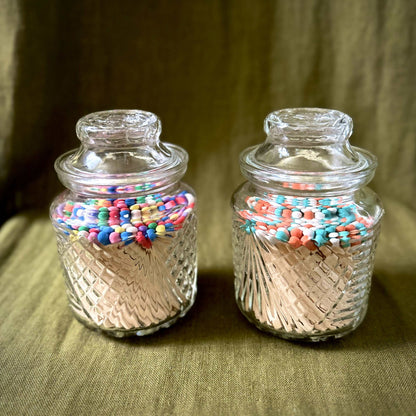 Vintage Cut Glass Jar with Rose Embossed Lid